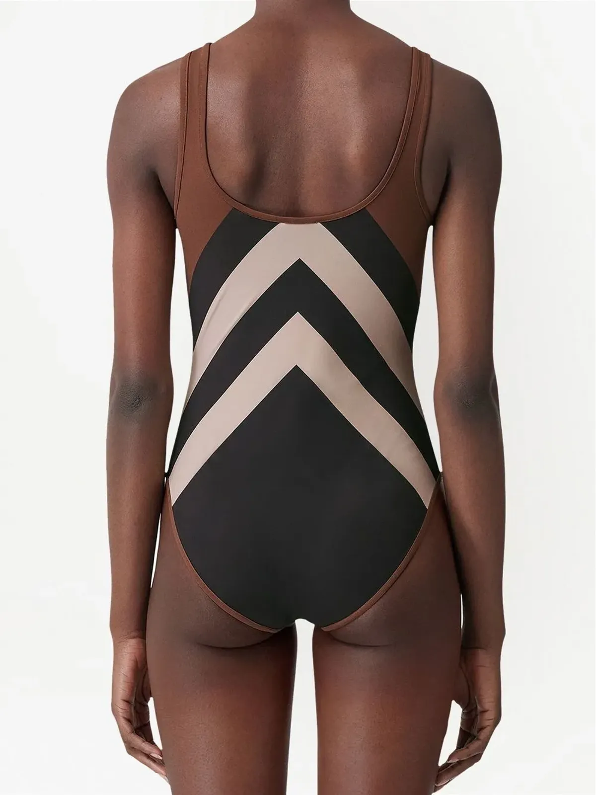 Burberry Chevron Check-print 水着 ブラウン - 画像3