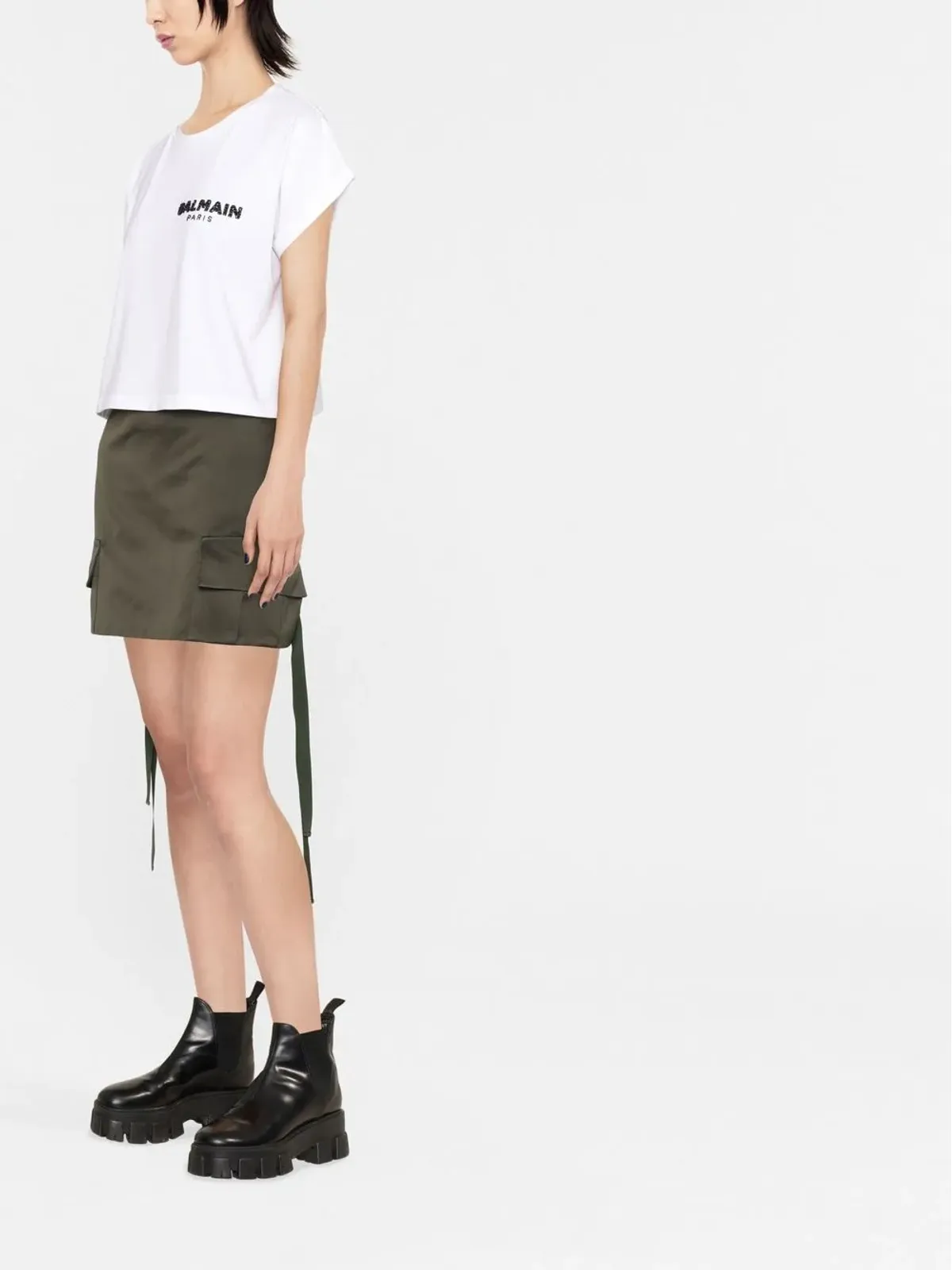 Balmain セクイントロゴ クルーネック Tシャツ - ホワイト - 画像3