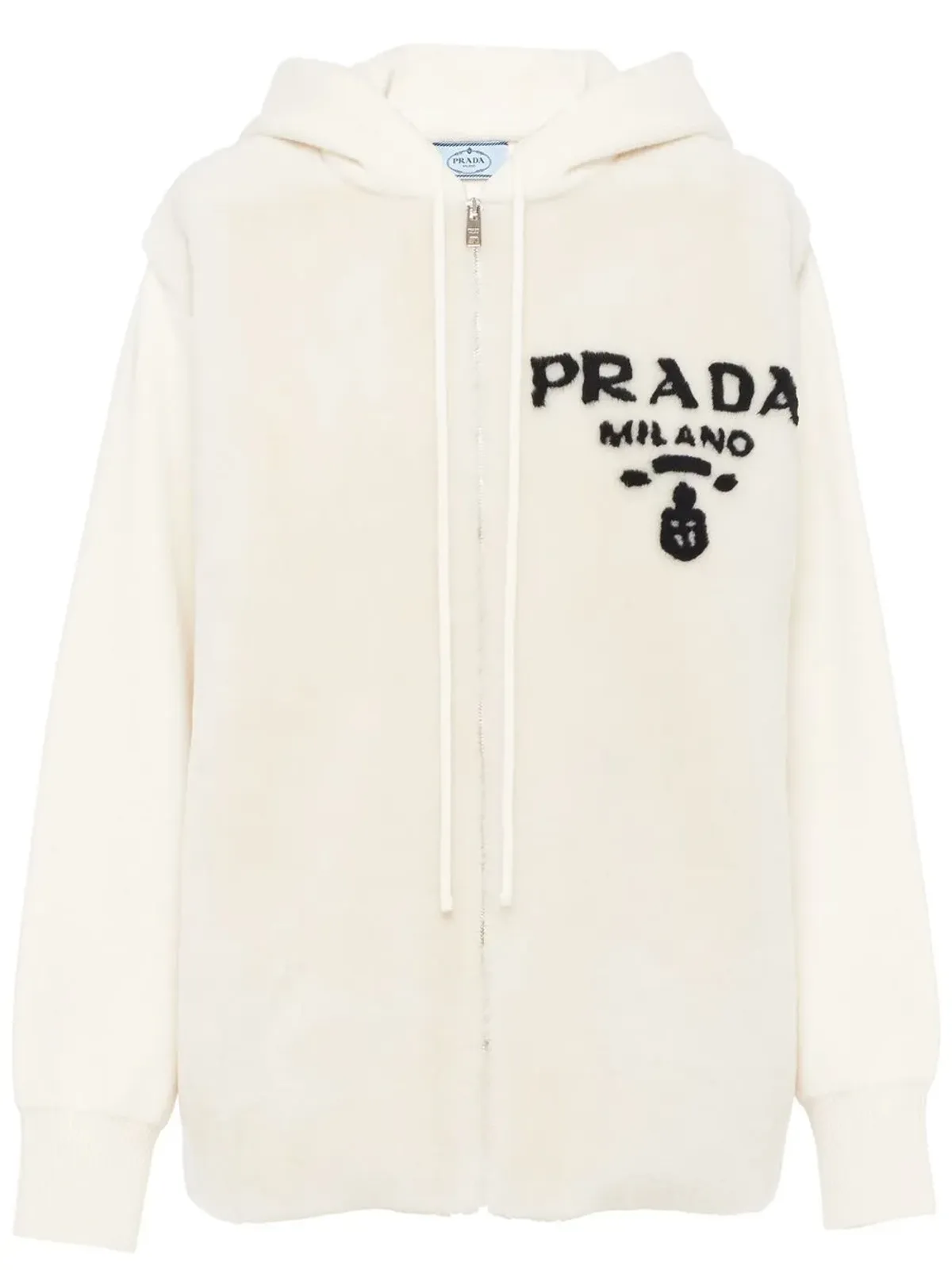 Prada ロゴ入りインターシャ・シアリング・フーディー - 画像1