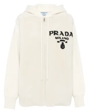 Prada ロゴ入りインターシャ・シアリング・フーディー - サムネイル1