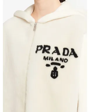 Prada ロゴ入りインターシャ・シアリング・フーディー - サムネイル5
