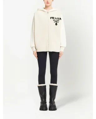 Prada ロゴ入りインターシャ・シアリング・フーディー - サムネイル2