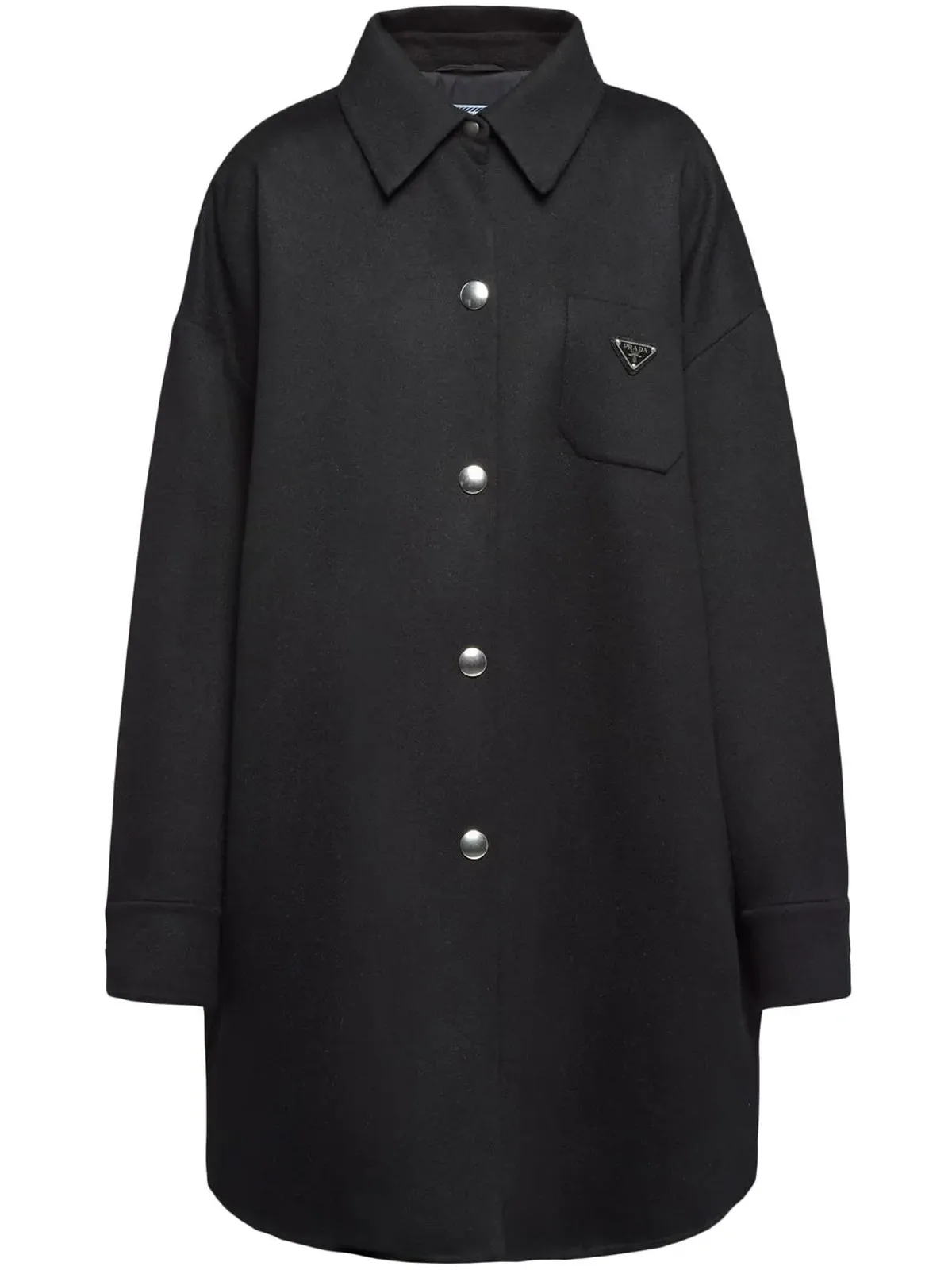 Prada ロゴプレート入り ウールコート - 画像1