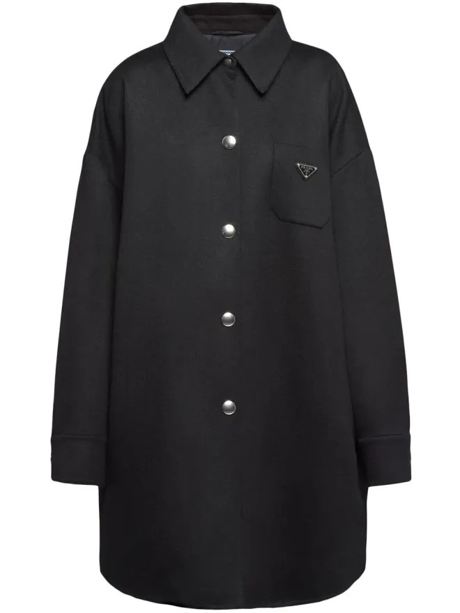 Prada Prada ロゴプレート入り ウールコートの商品画像