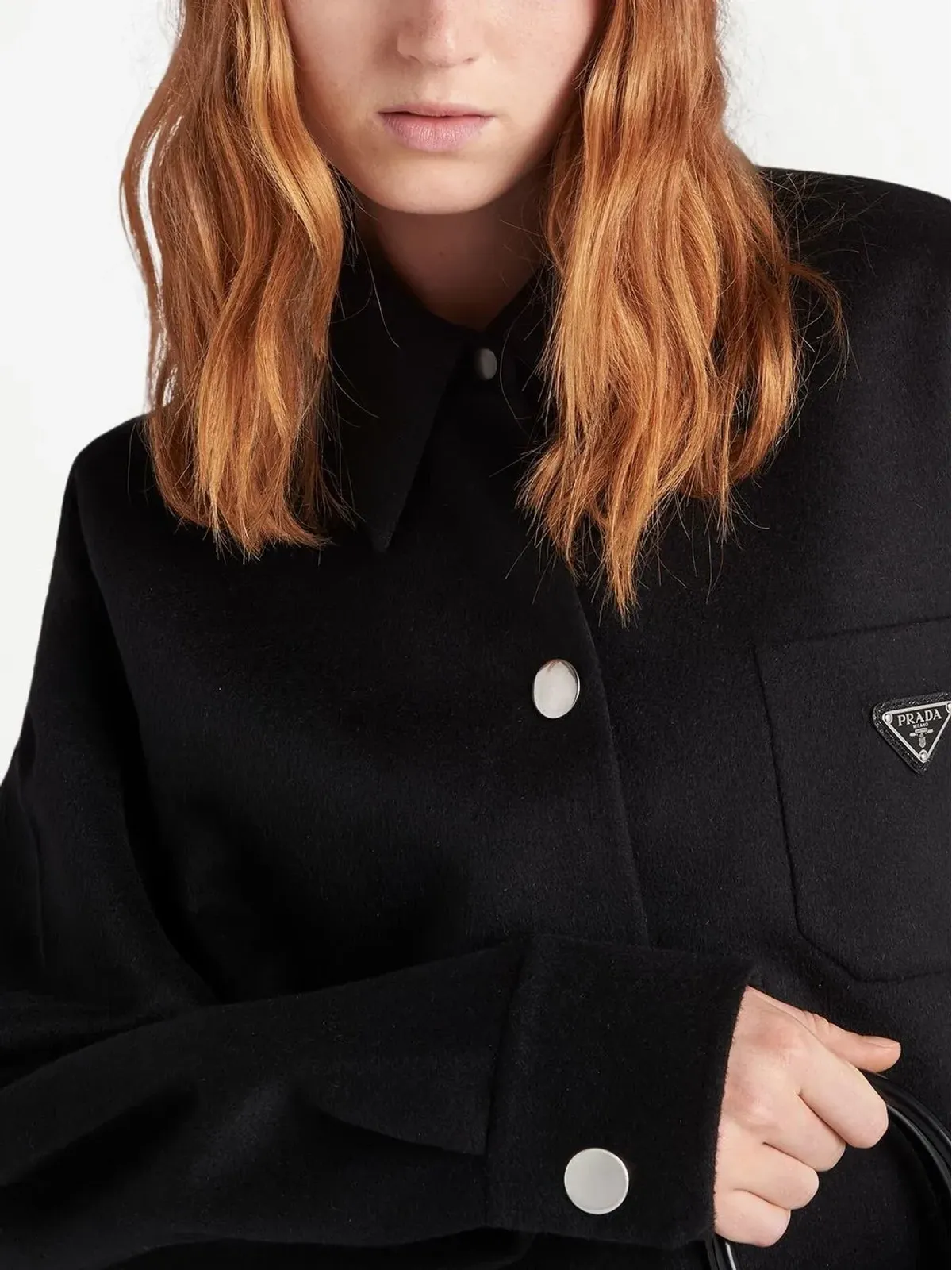 Prada ロゴプレート入り ウールコート - 画像3