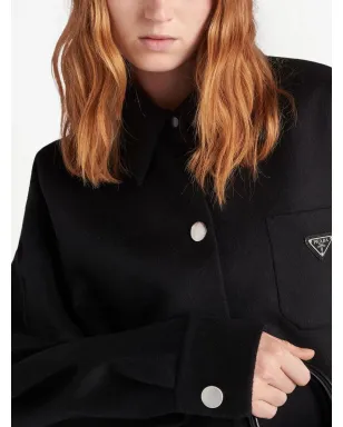 Prada ロゴプレート入り ウールコート - サムネイル3