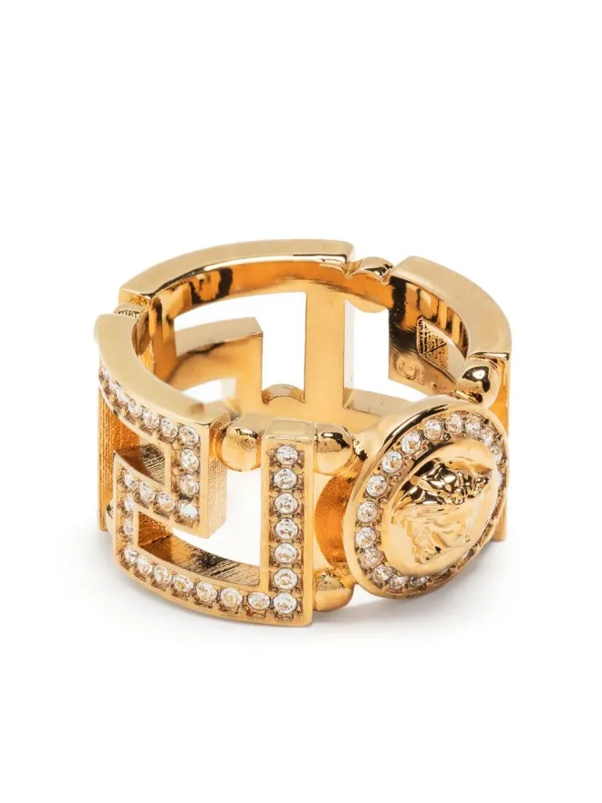 VERSACE Versace メデューサ グレカ クリスタル装飾リング - ゴールドの商品画像