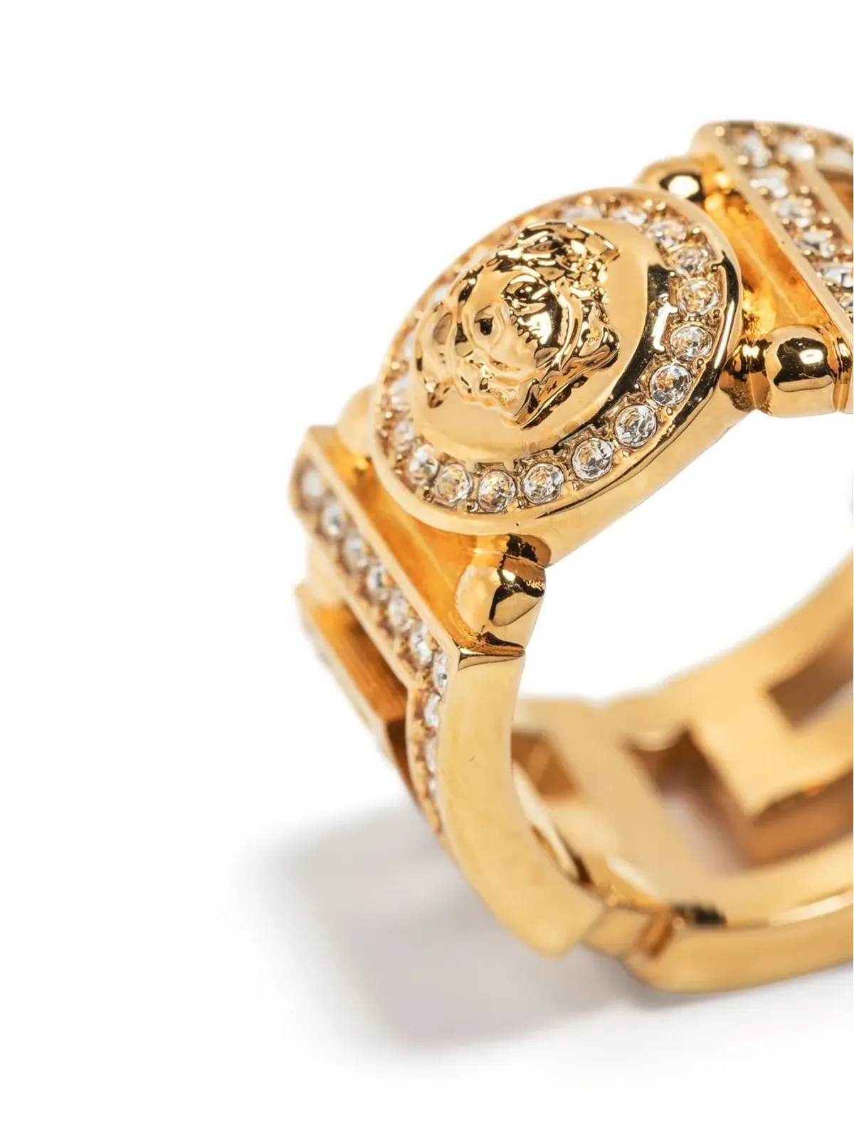 Versace メデューサ グレカ クリスタル装飾リング - ゴールド - 画像3