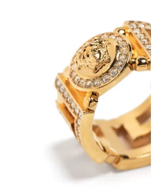 Versace メデューサ グレカ クリスタル装飾リング - ゴールド - サムネイル3