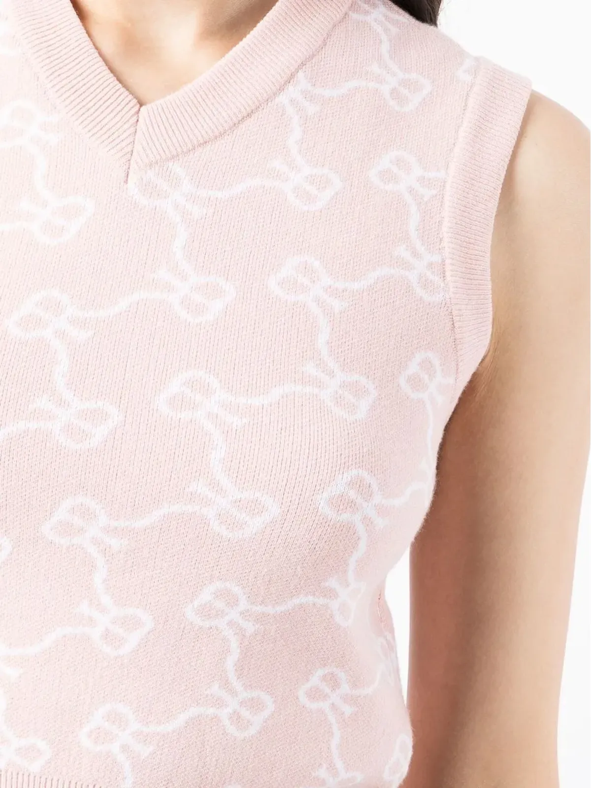 Rokh monogram-pattern cropped vest - Pink - 画像5