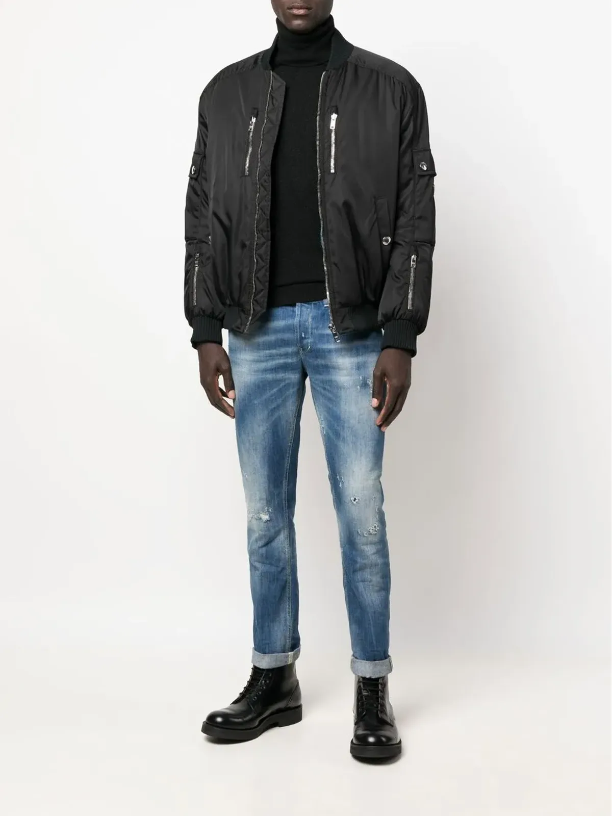 DONDUP ディストレスド ミッドライズ ジーンズ - 画像2
