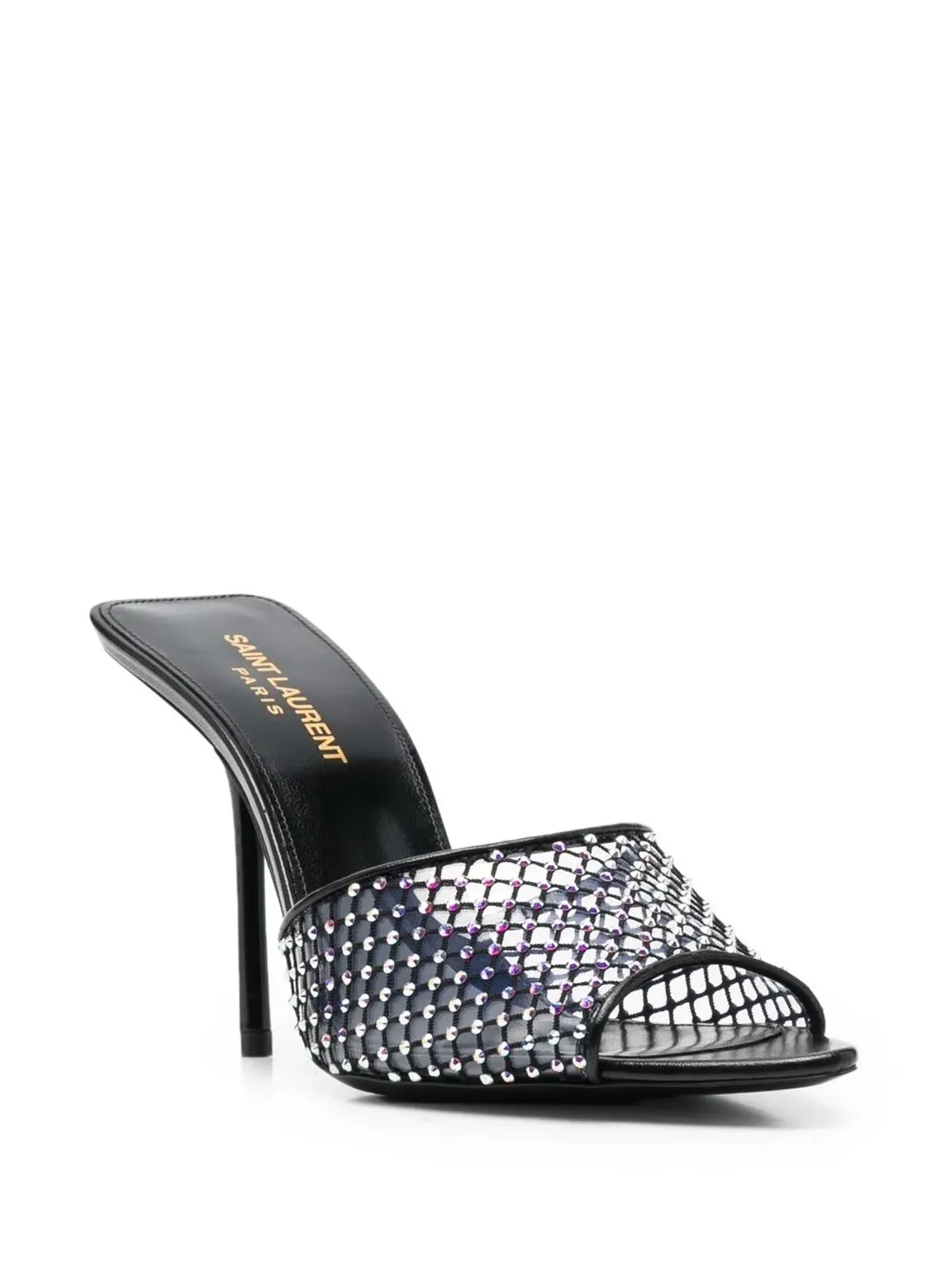 Saint Laurent クリスタルエンベリッシュド レザー ミュール - ブラック - 画像2