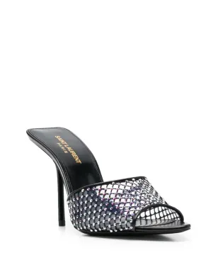 Saint Laurent クリスタルエンベリッシュド レザー ミュール - ブラック - サムネイル2