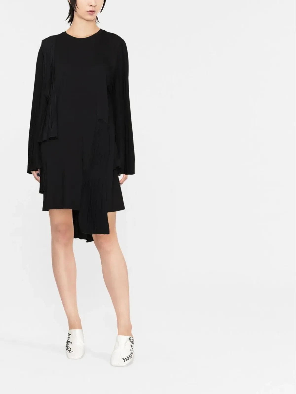 MM6 Maison Margiela プリーツ アシンメトリック コットン ドレス - 画像2