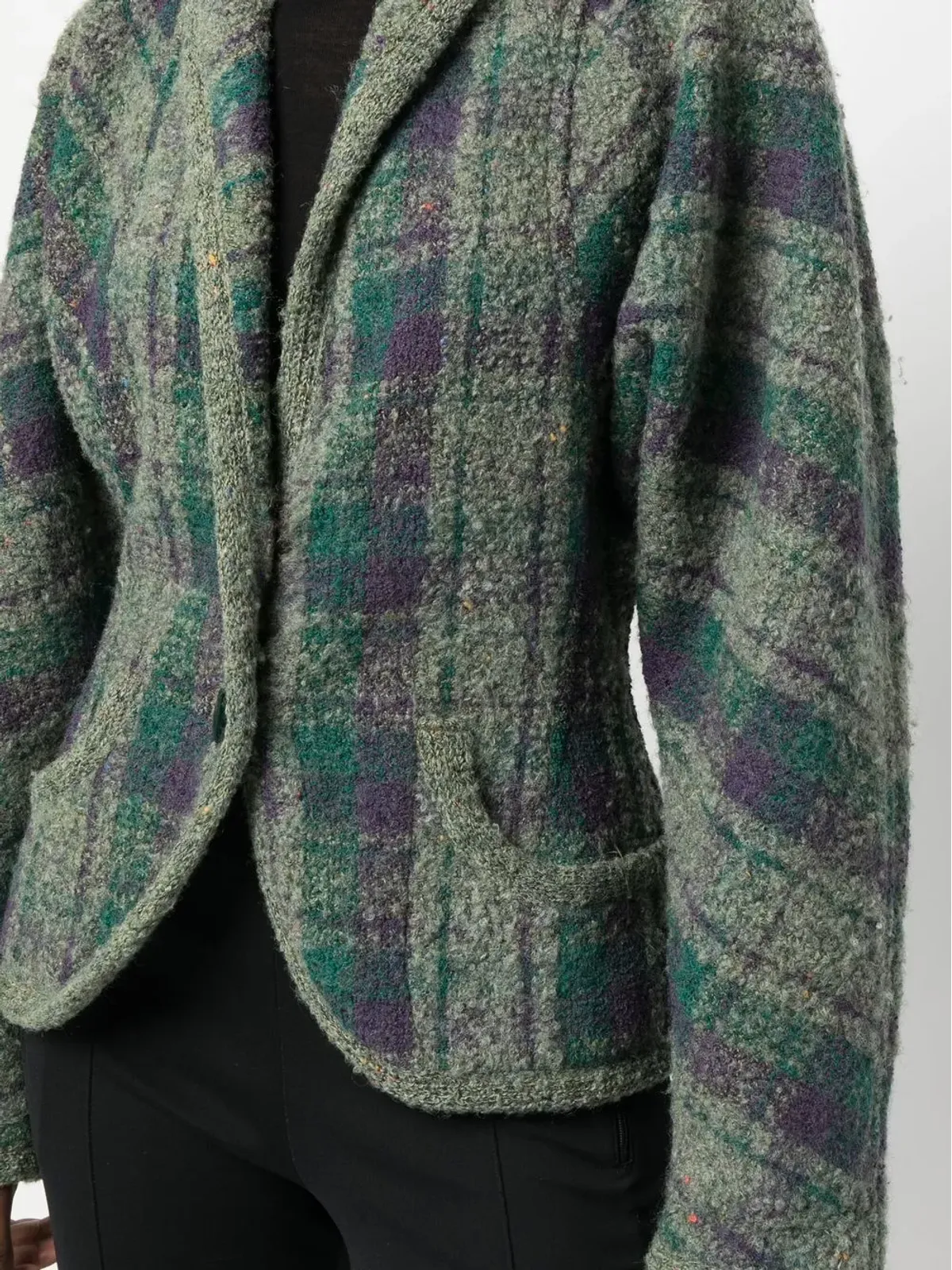 Missoni Pre-Owned 1980s バルーンスリーブ チェック柄ジャケット - グリーン - 画像5