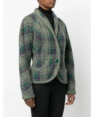 Missoni Pre-Owned 1980s バルーンスリーブ チェック柄ジャケット - グリーン - サムネイル3