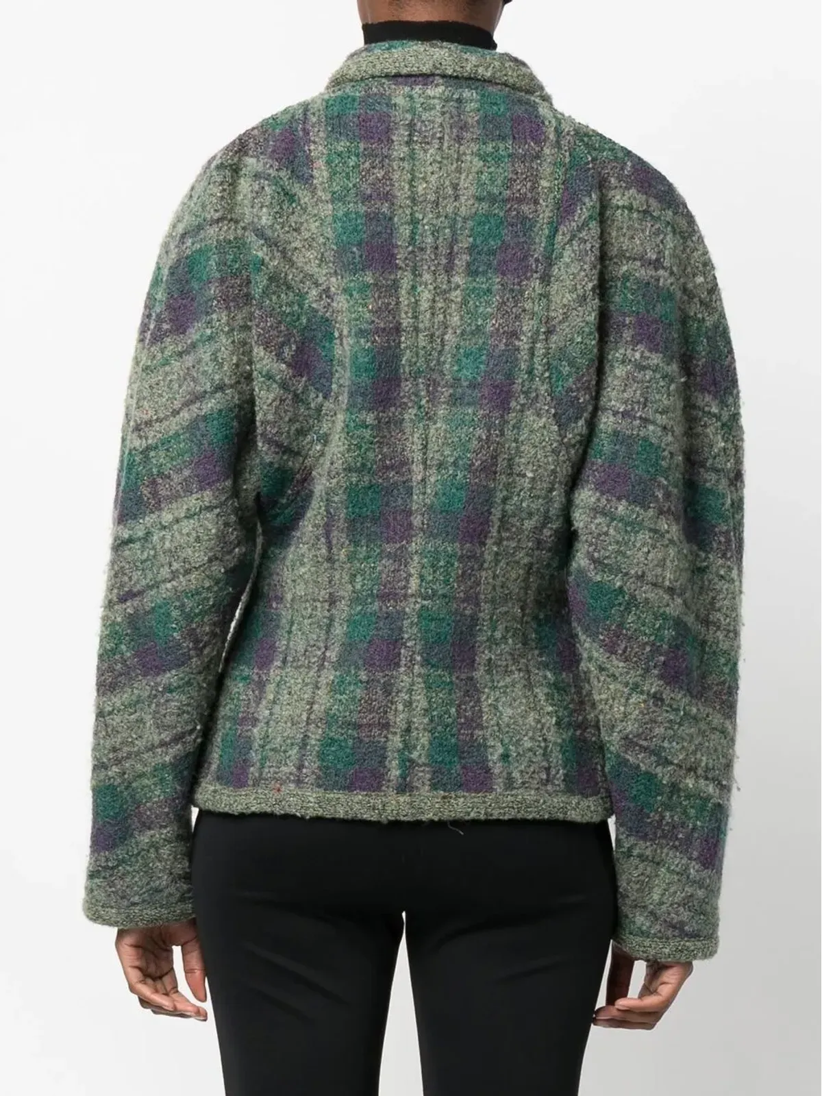 Missoni Pre-Owned 1980s バルーンスリーブ チェック柄ジャケット - グリーン - 画像4