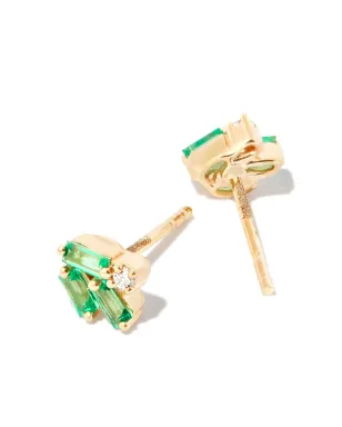 Suzanne Kalan 18K イエローゴールド クラスター ダイヤモンドとエメラルド ピアス - サムネイル2
