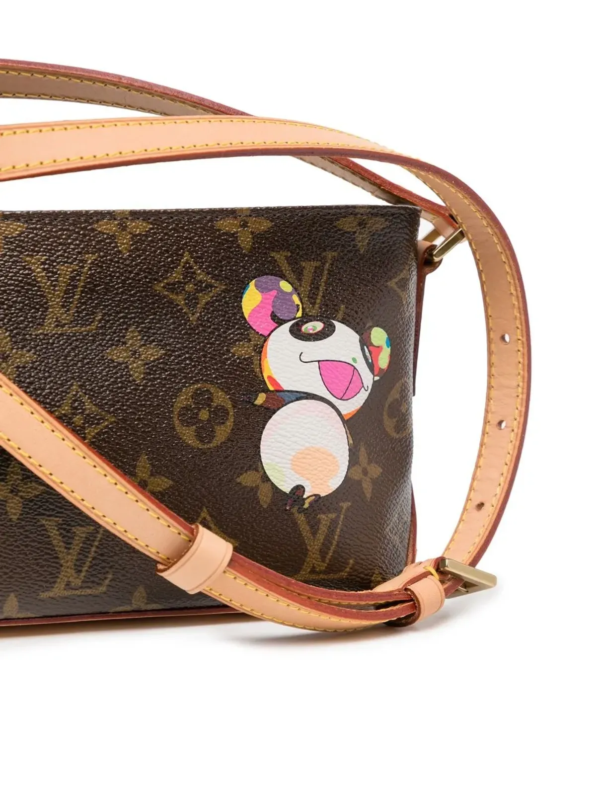 Louis Vuitton Pre-Owned x Takashi Murakami 2004 モノグラム パンダ トロットゥール クロスボディ バッグ（ブラウン） - 画像4