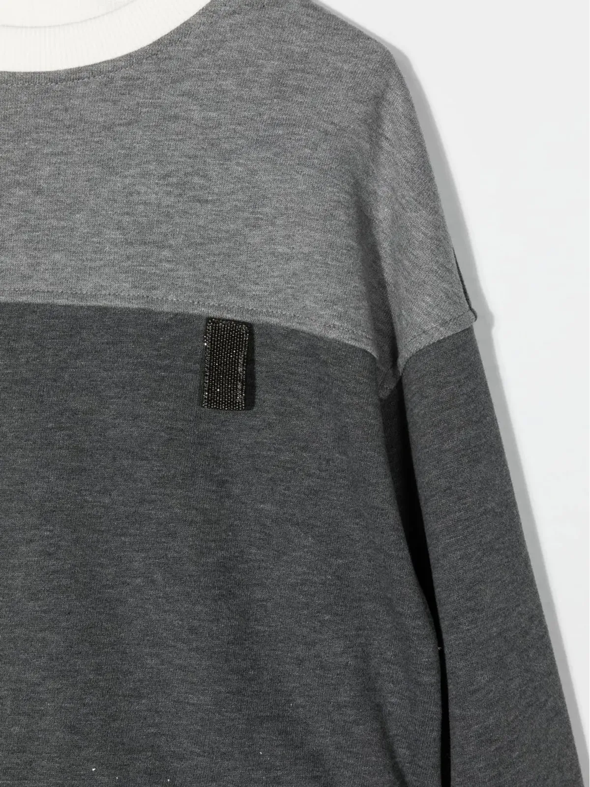 Brunello Cucinelli Kids カラーブロック クルーネック スウェットシャツ - グレー - 画像3