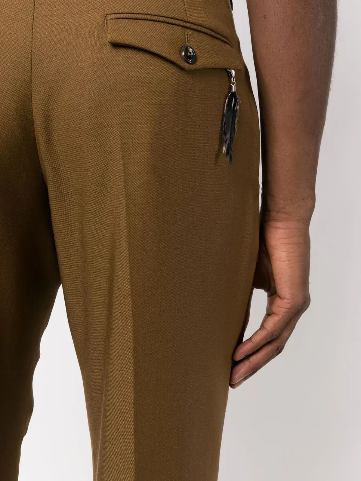 PT Torino リベル テーパード ウールパンツ ブラウン - 画像5