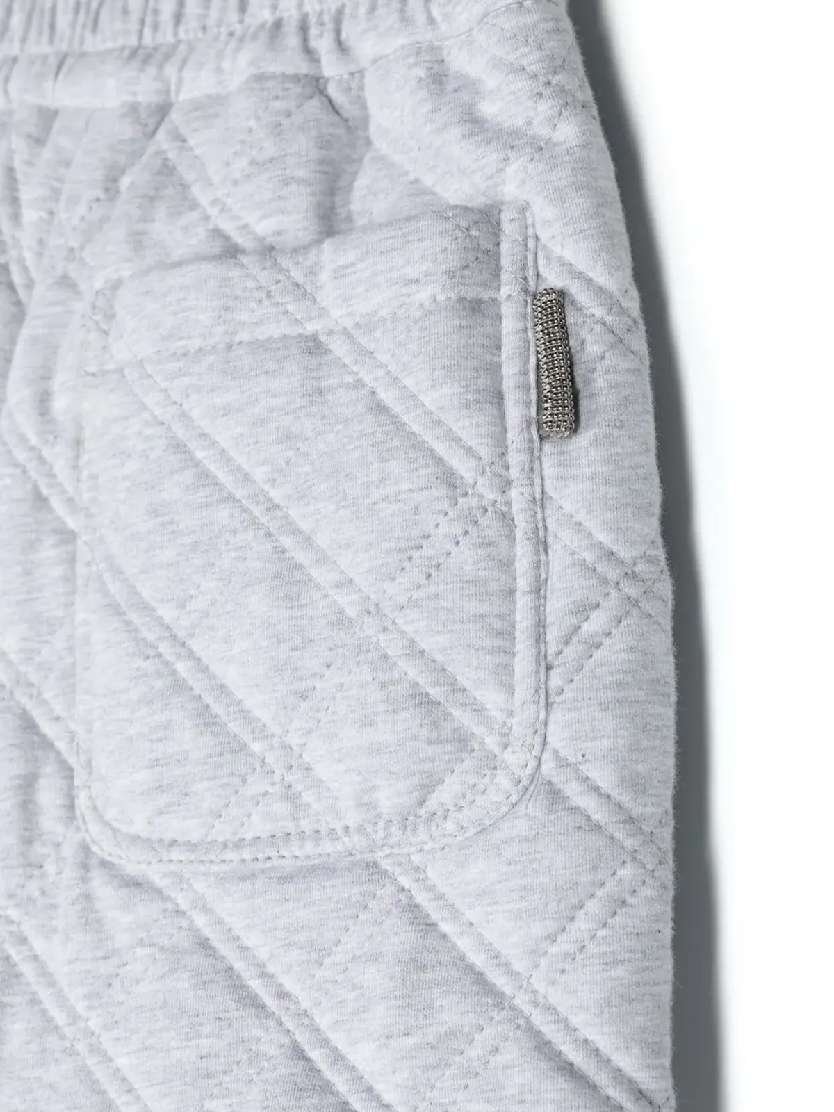 Brunello Cucinelli Kids ダイヤモンドキルティング ベルマダショーツ - グレー - 画像3
