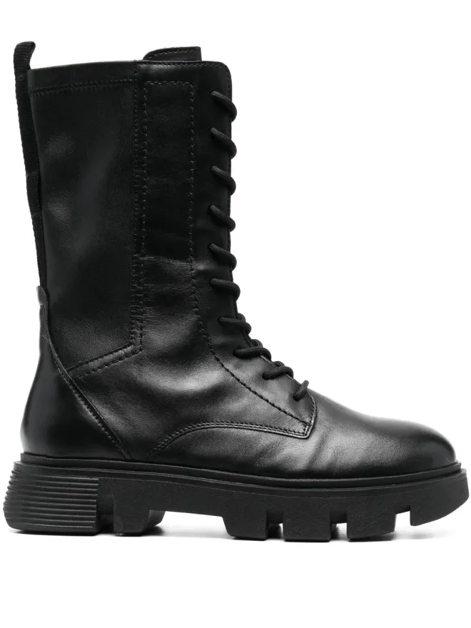 Geox Geox Vilde レザー コンバットブーツ - Blackの商品画像