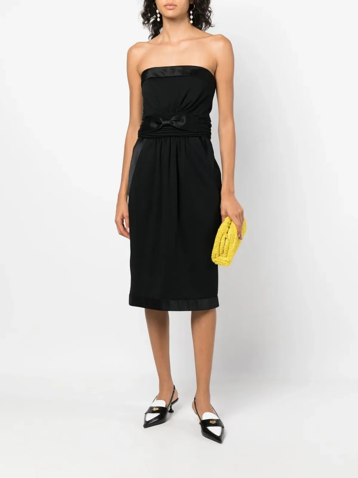 CHANEL ビンテージ 1990年代 ボウ付きストラップレス ミディドレス - ブラック - 画像2