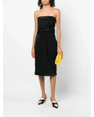 CHANEL ビンテージ 1990年代 ボウ付きストラップレス ミディドレス - ブラック - サムネイル2