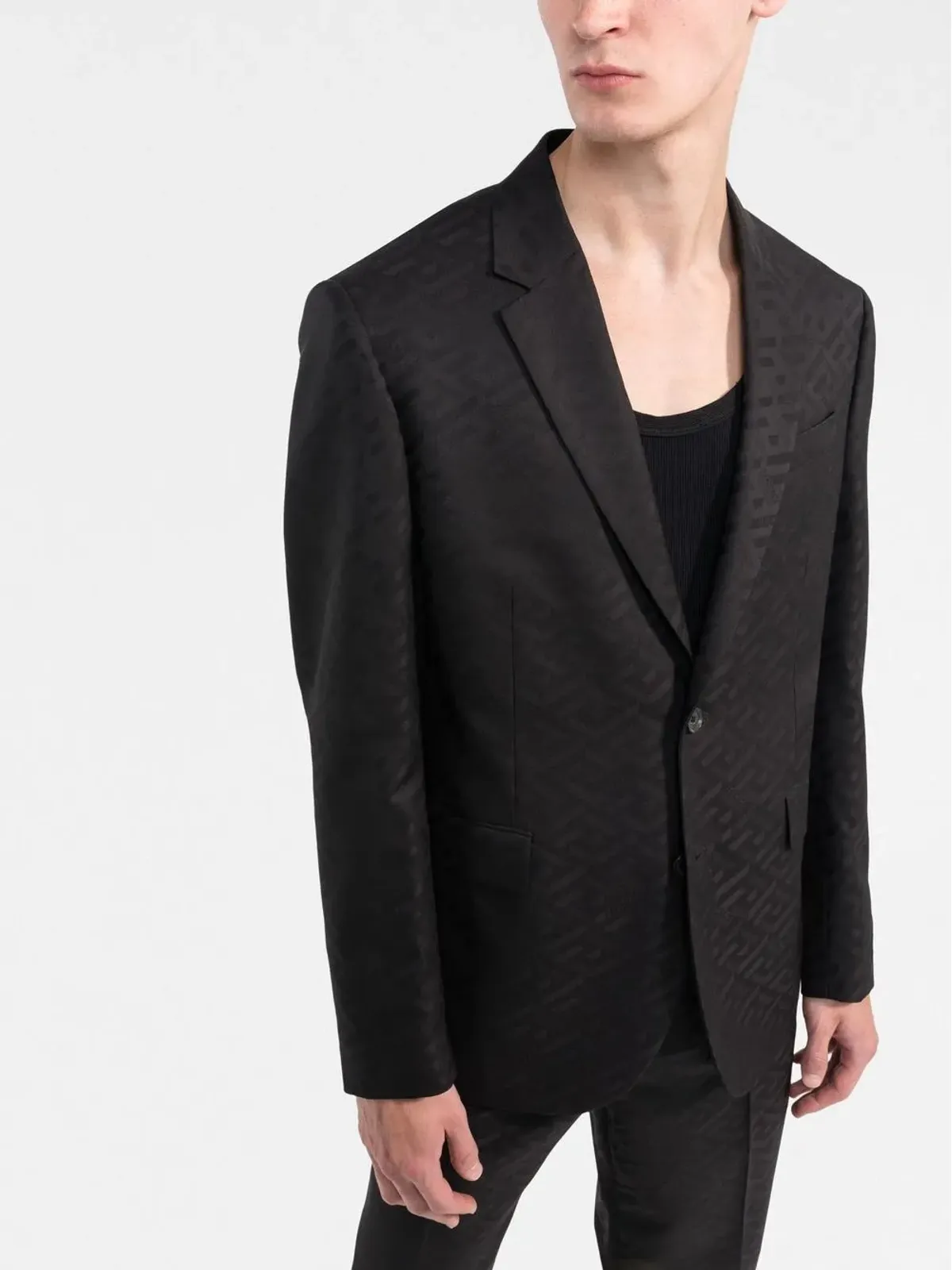 Versace La Greca シングルブレスト ウールブレザー - 画像3