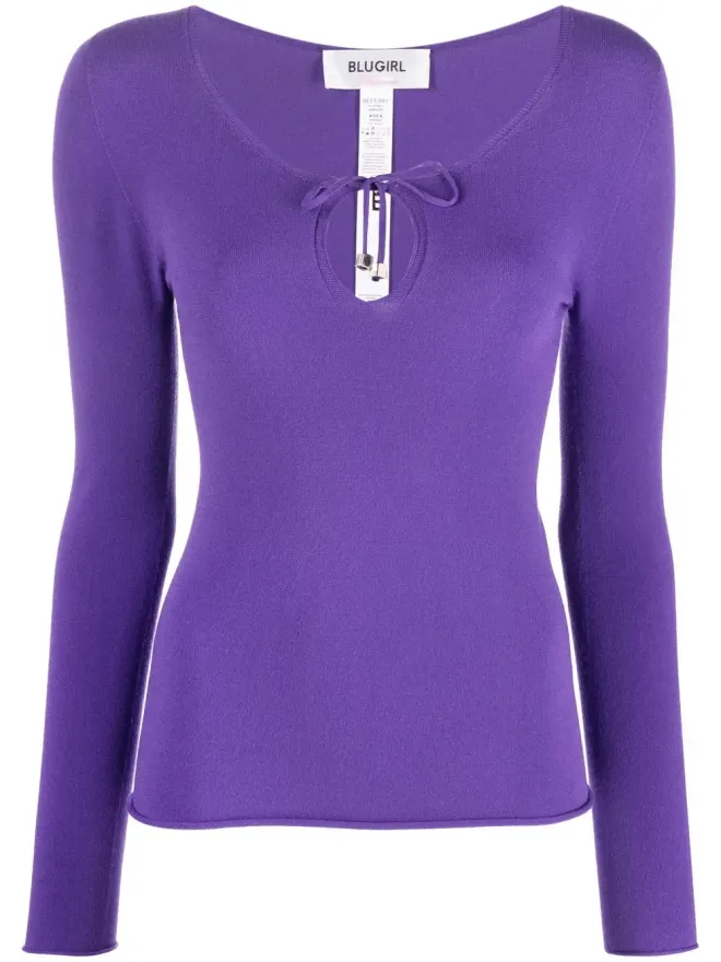 Blugirl Blugirl keyhole-tie front jumper - Purpleの商品画像