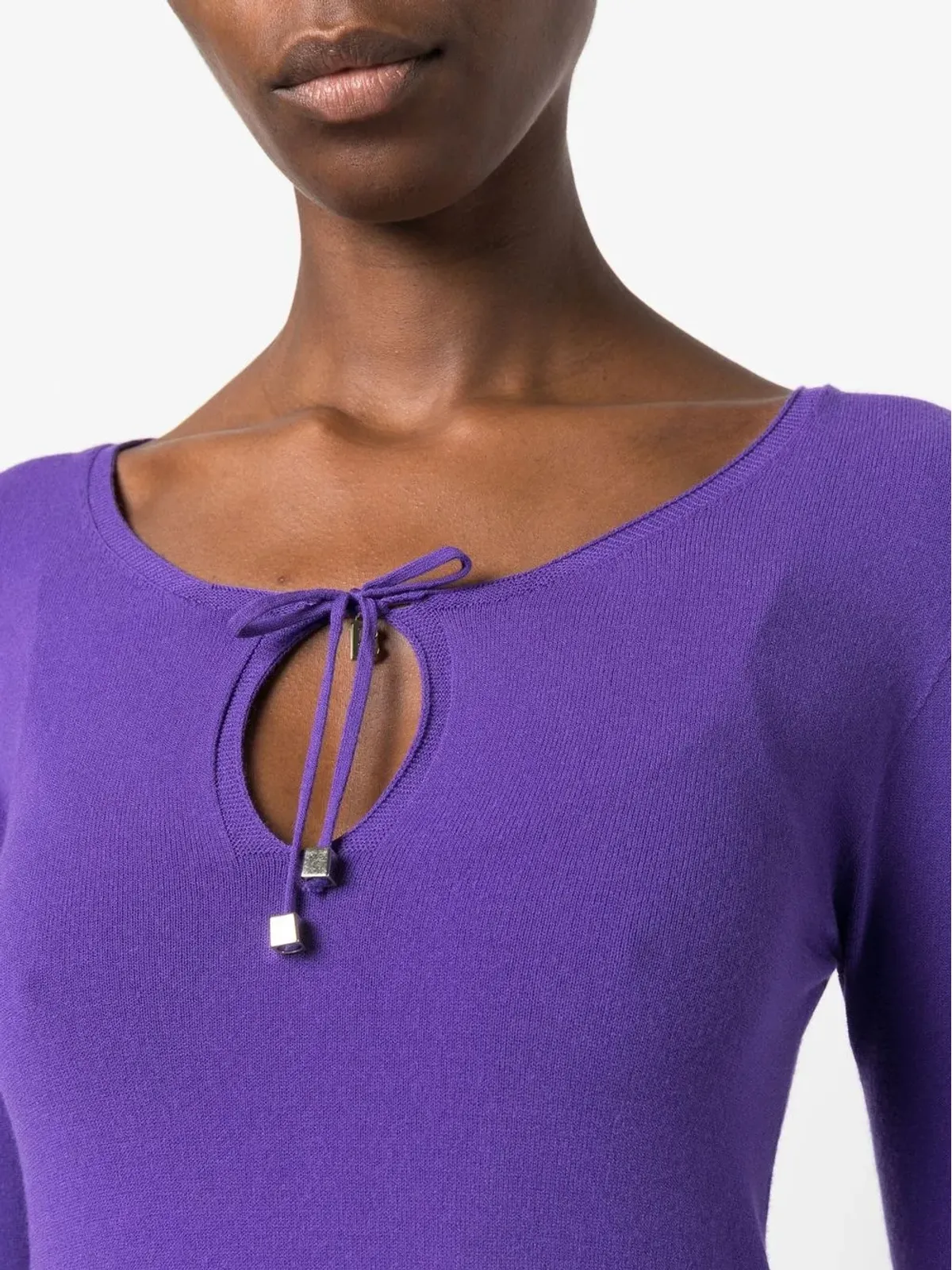Blugirl keyhole-tie front jumper - Purple - 画像5