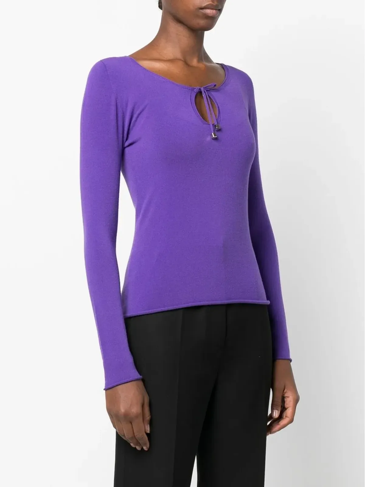 Blugirl keyhole-tie front jumper - Purple - 画像3