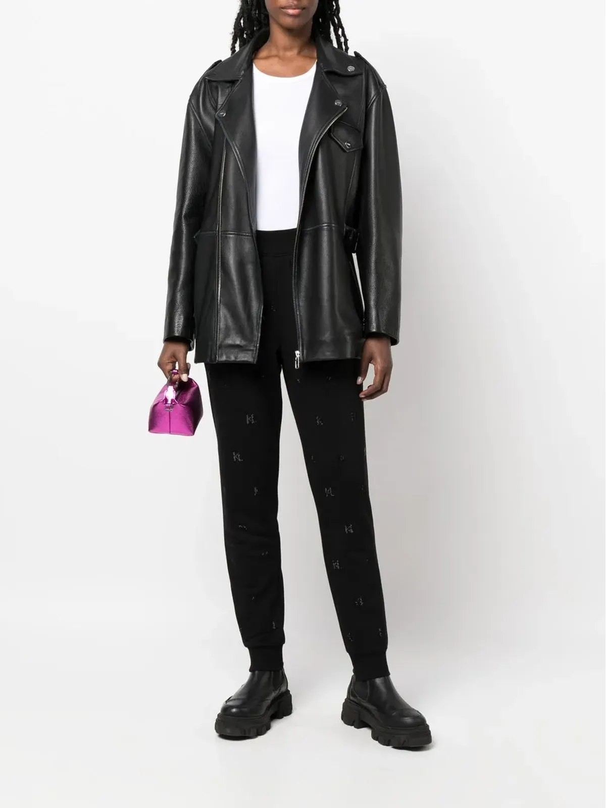 Karl Lagerfeld モノグラム入りラインストーン トラックパンツ - ブラック - 画像2
