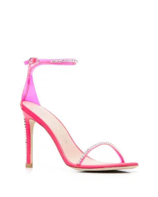 Stuart Weitzman ピンクのクリスタル装飾ヒールサンダル - サムネイル2