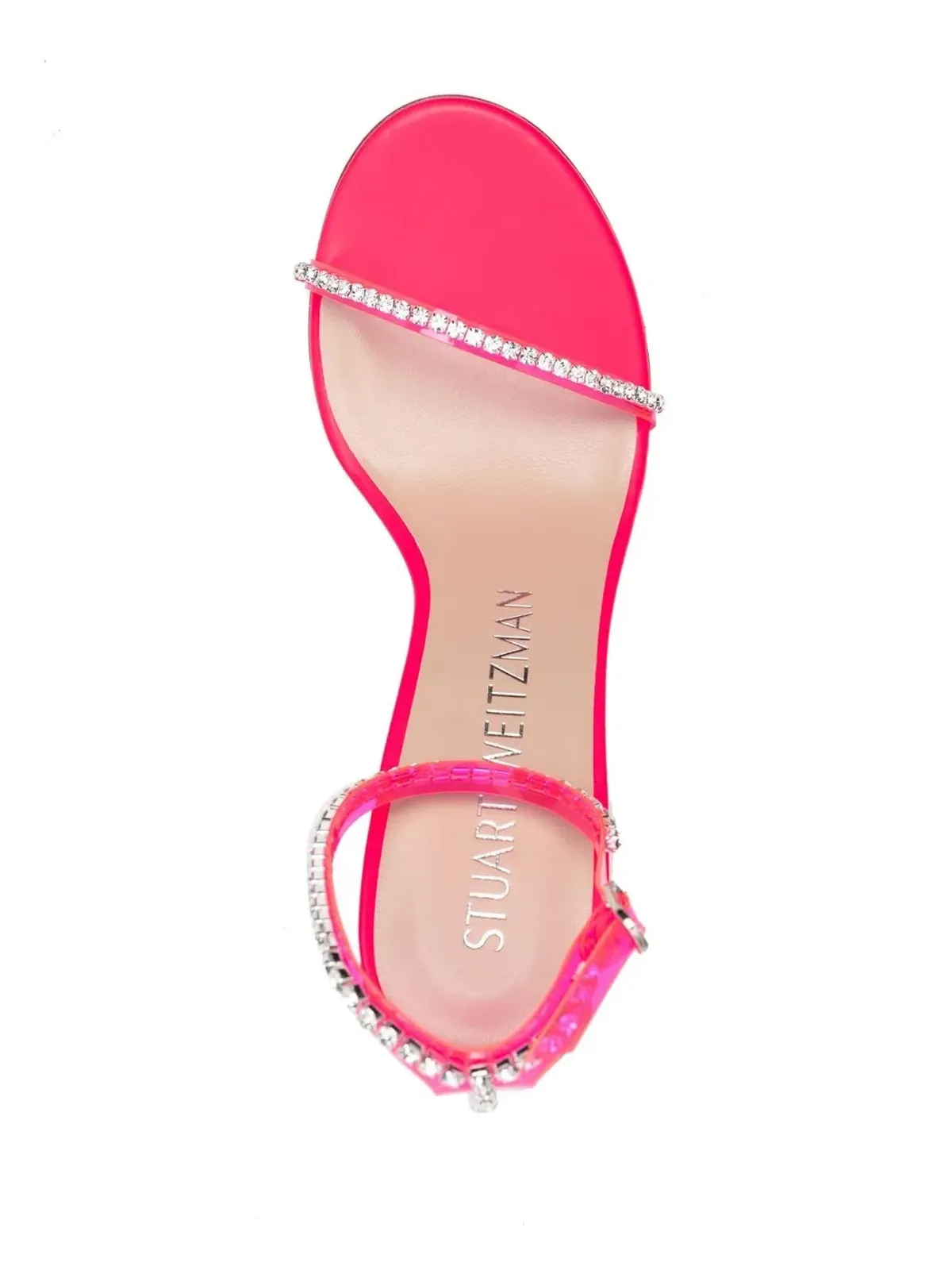 Stuart Weitzman ピンクのクリスタル装飾ヒールサンダル - 画像4