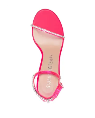 Stuart Weitzman ピンクのクリスタル装飾ヒールサンダル - サムネイル4