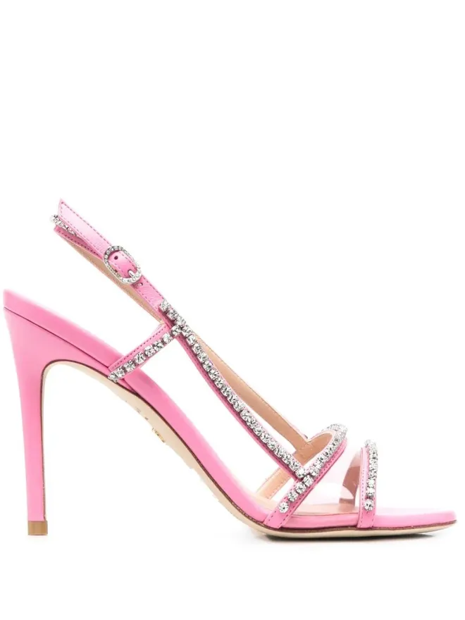 Stuart Weitzman Stuart Weitzman モンドリアン・グラム クリスタル装飾付き100mmサンダル - ピンクの商品画像