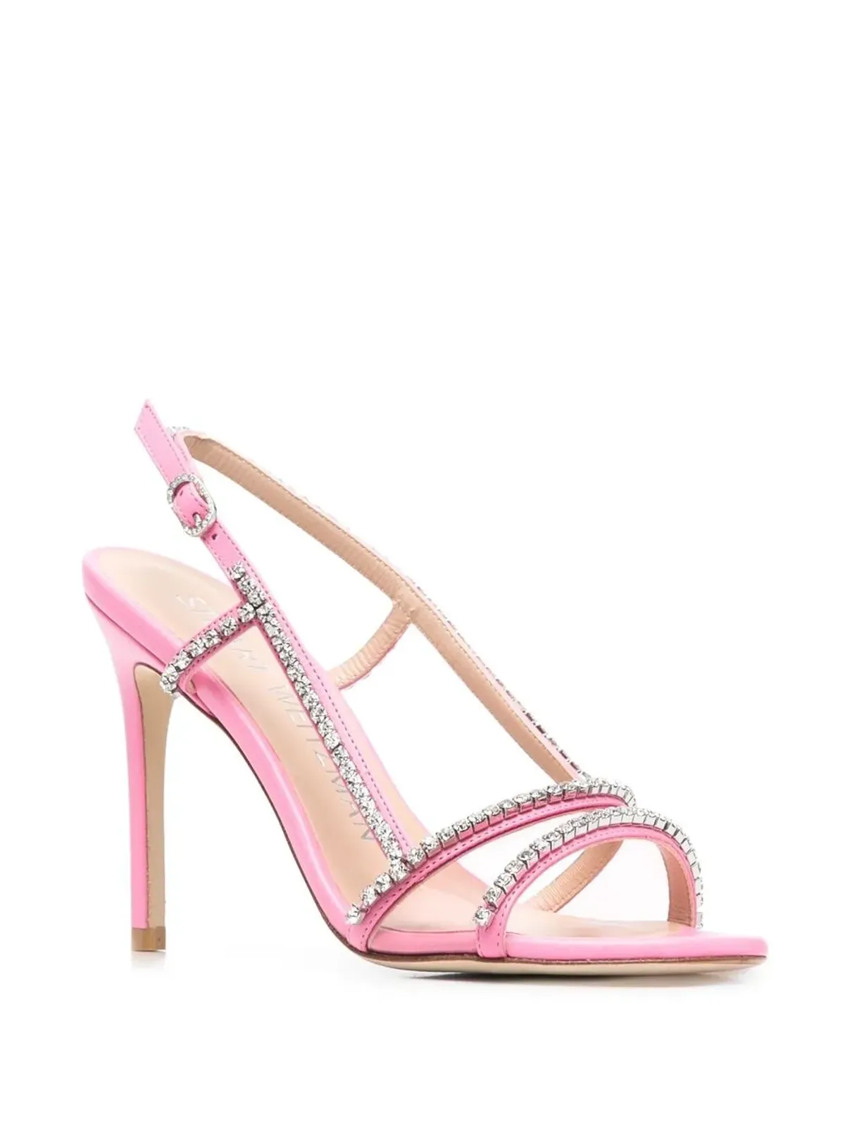 Stuart Weitzman モンドリアン・グラム クリスタル装飾付き100mmサンダル - ピンク - 画像2