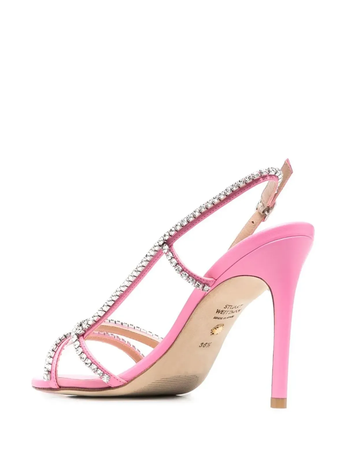 Stuart Weitzman モンドリアン・グラム クリスタル装飾付き100mmサンダル - ピンク - 画像3