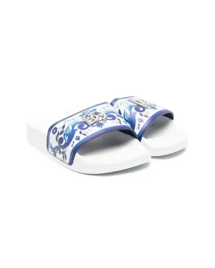 Dolce & Gabbana Kids バロック柄フラットサンダル - White - サムネイル1