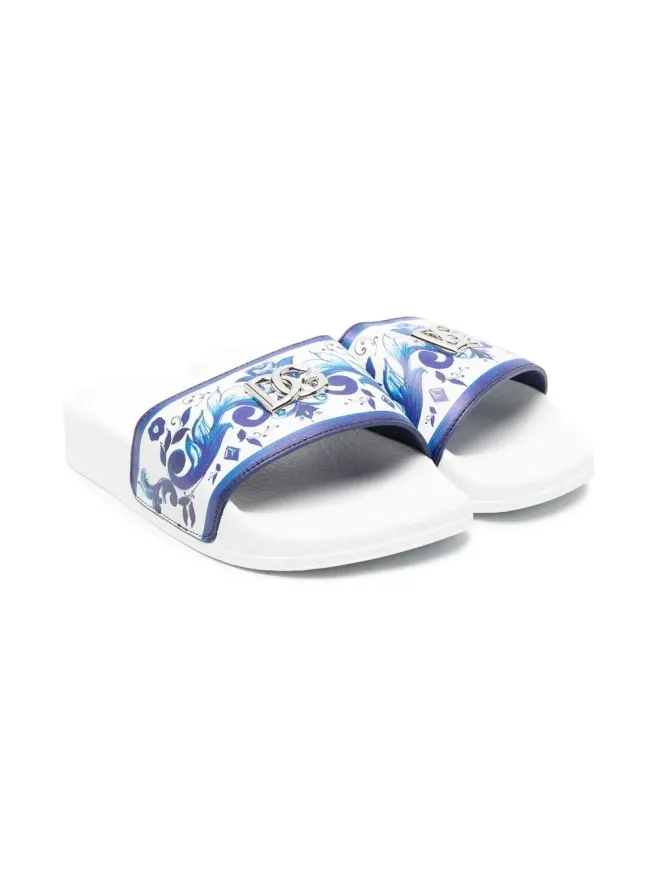 Dolce & Gabbana Kids Dolce & Gabbana Kids バロック柄フラットサンダル - Whiteの商品画像