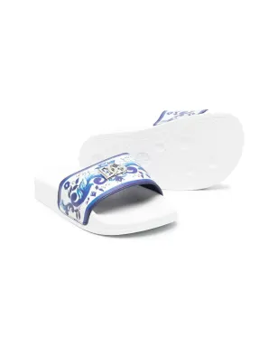 Dolce & Gabbana Kids バロック柄フラットサンダル - White - サムネイル2