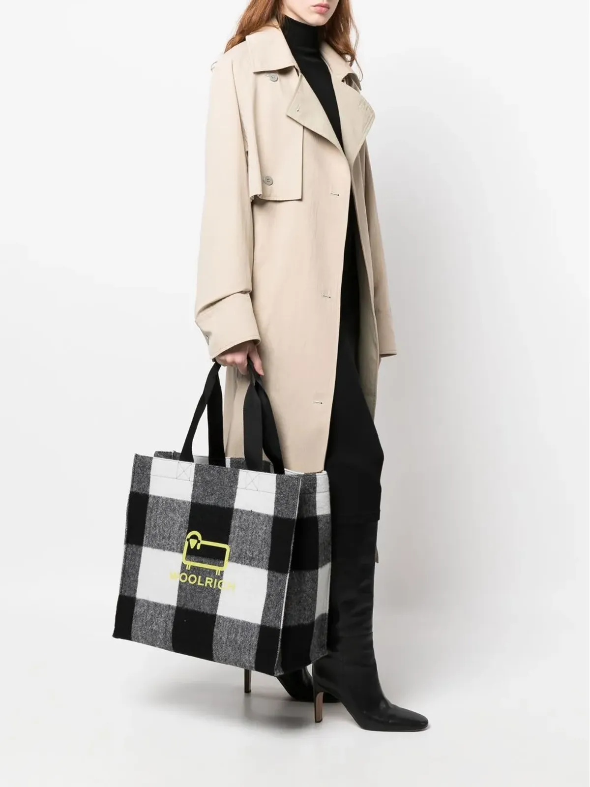 Woolrich ロゴプリント チェック柄 トートバッグ - 画像2