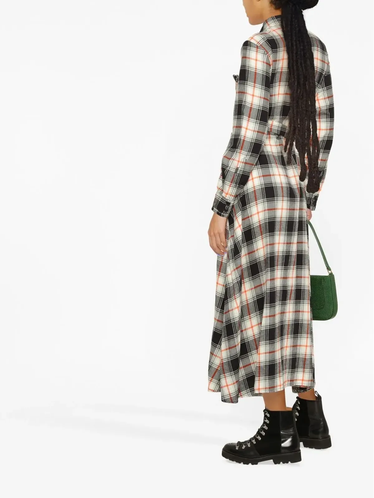 Woolrich チェックシャツドレス ブラック - 画像3