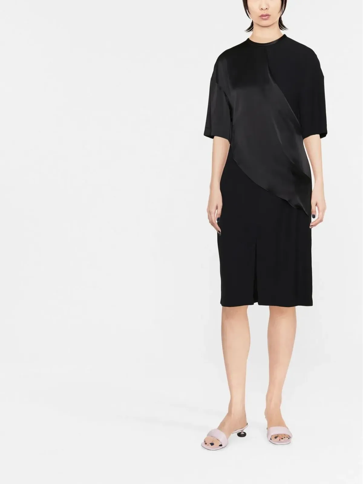 Stella McCartney パanelled draped T-shirt dress ブラック - 画像2