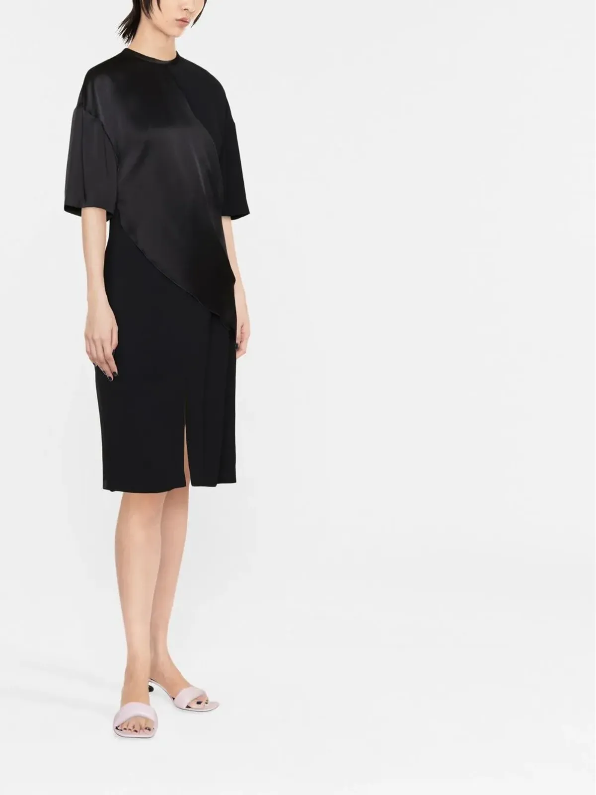 Stella McCartney パanelled draped T-shirt dress ブラック - 画像3