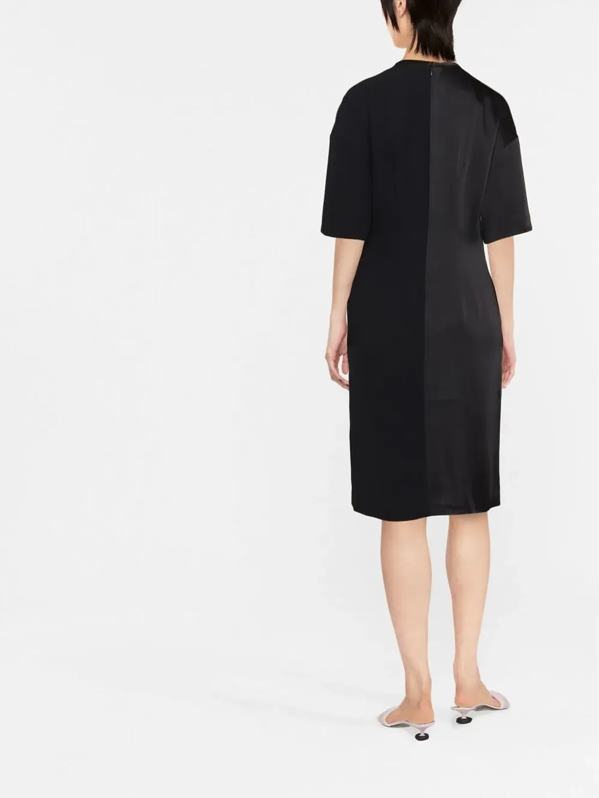 Stella McCartney パanelled draped T-shirt dress ブラック - 画像4