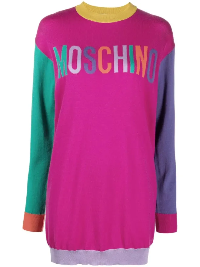 Moschino Moschino ロゴ入りインターシャ セータードレス - ピンクの商品画像