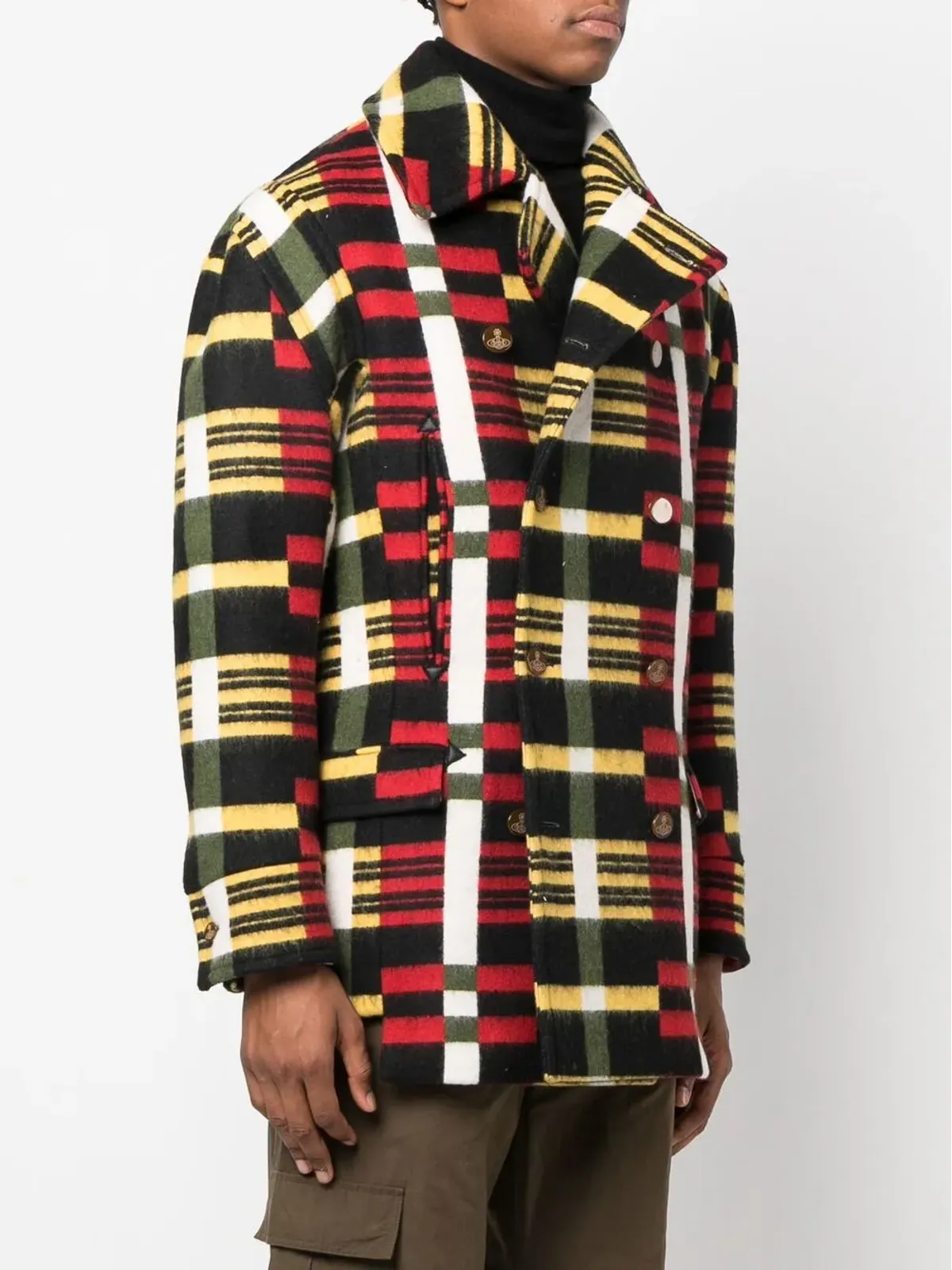 Vivienne Westwood チェック柄ダブルブレストコート - 画像4